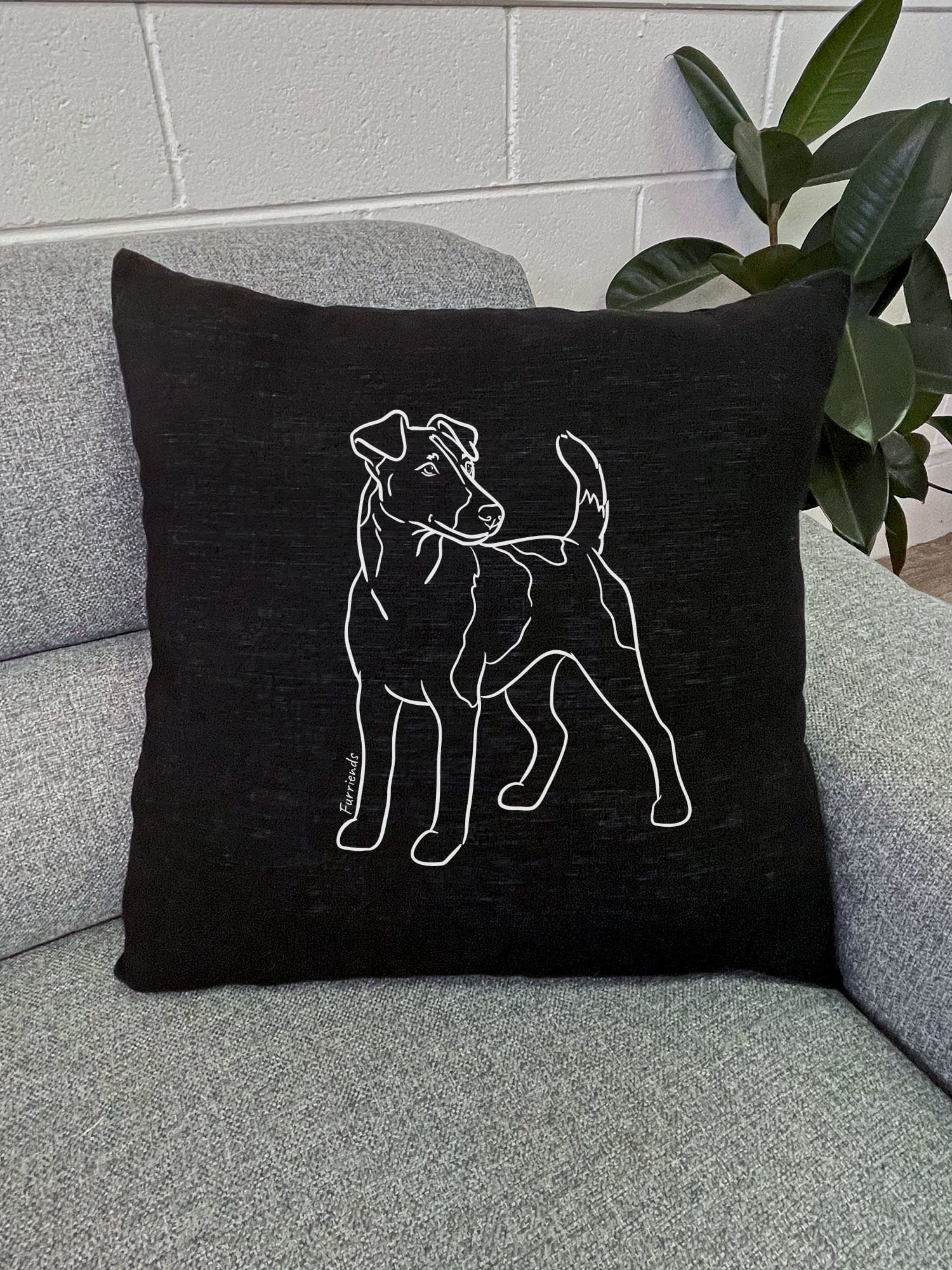 Fox Terrier Linen Cushion Cover