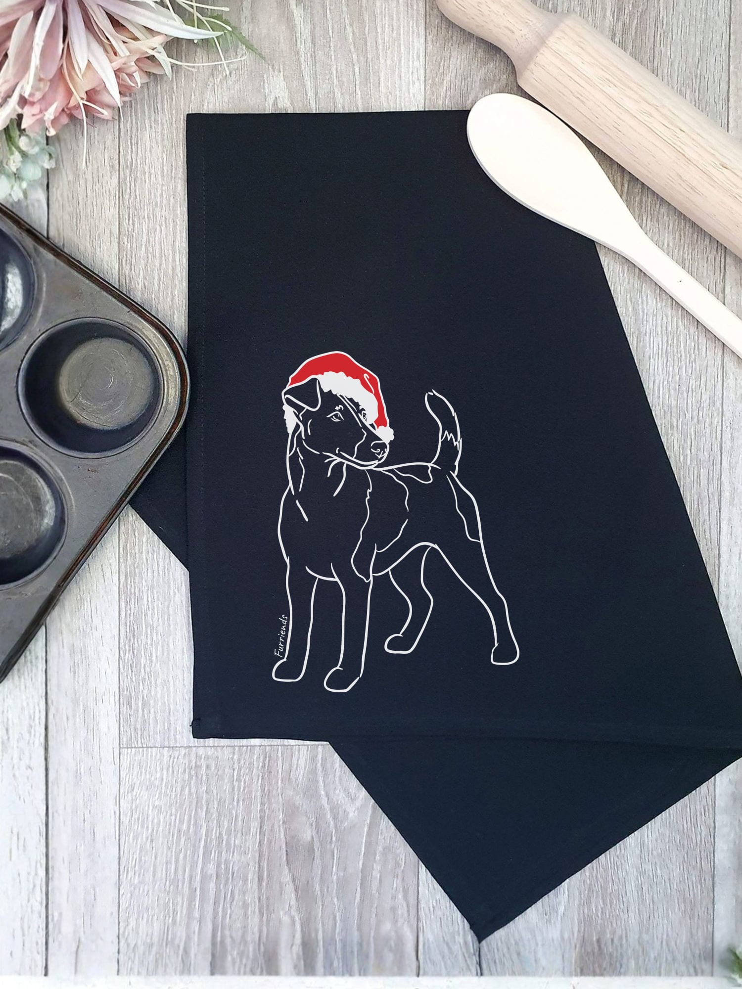 Fox Terrier Christmas Edition Tea Towel