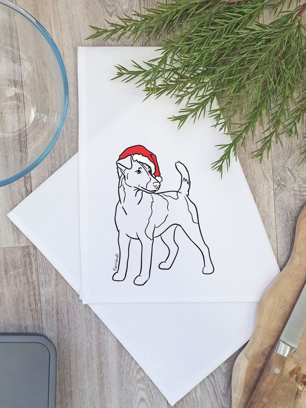 Fox Terrier Christmas Edition Tea Towel