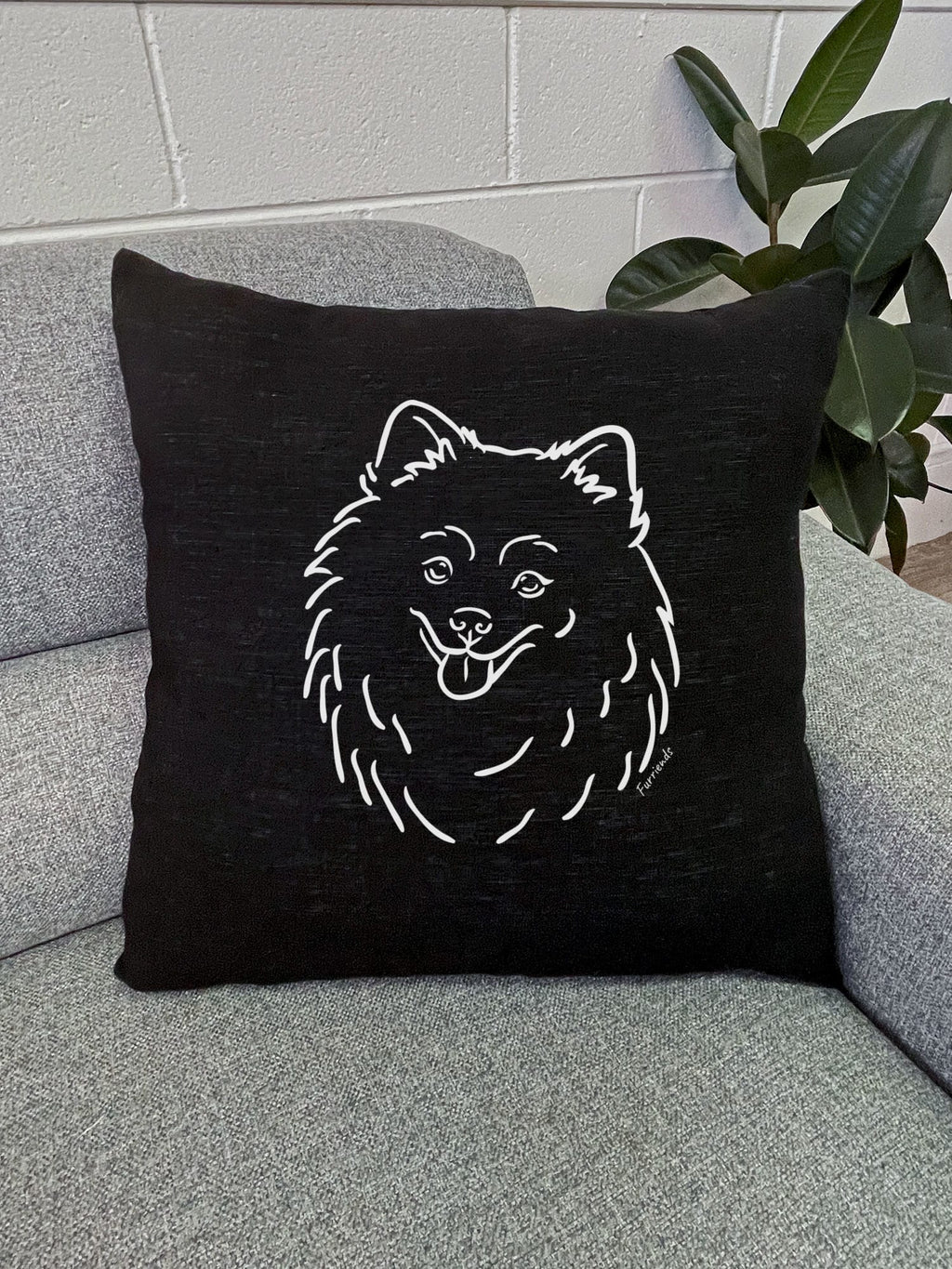Pomeranian Linen Cushion Cover