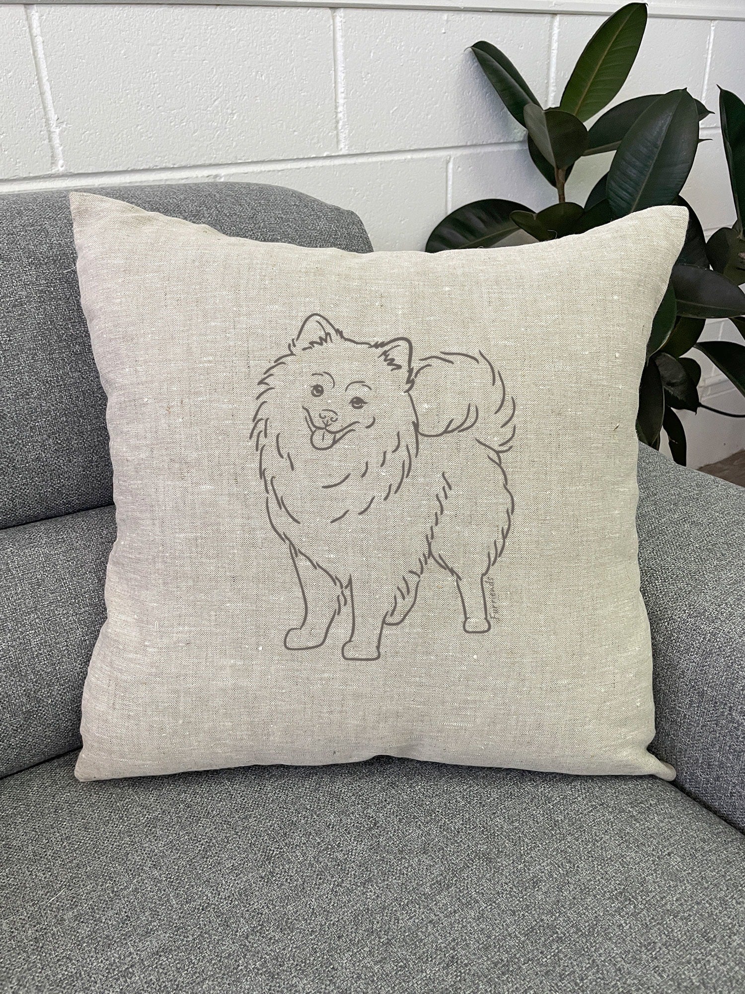 Pomeranian Linen Cushion Cover