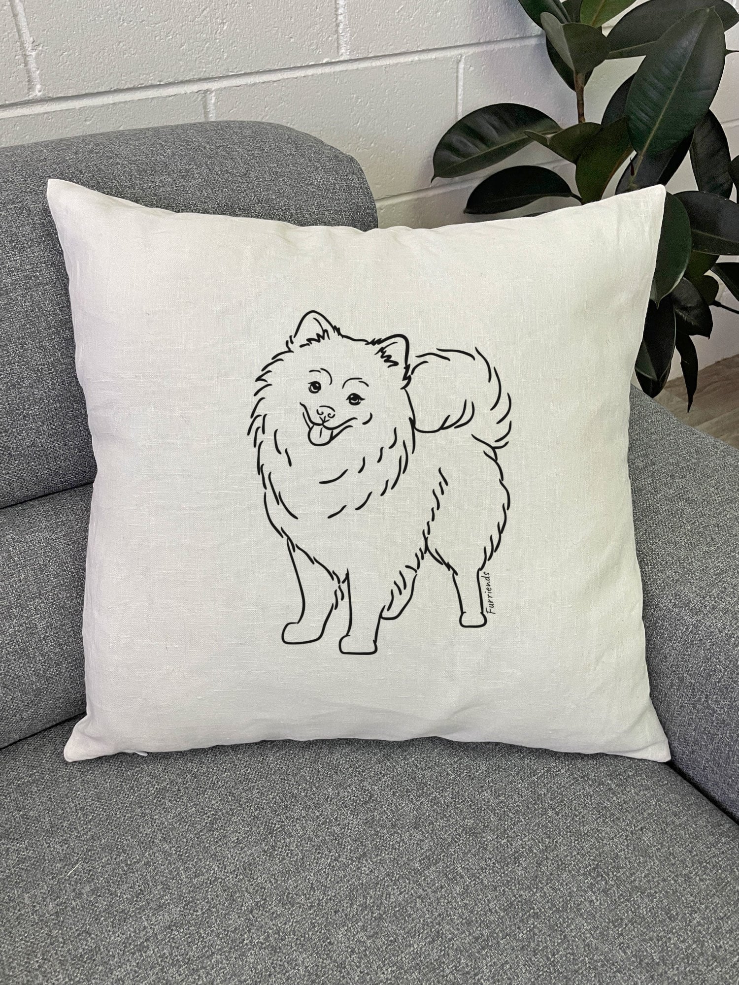 Pomeranian Linen Cushion Cover