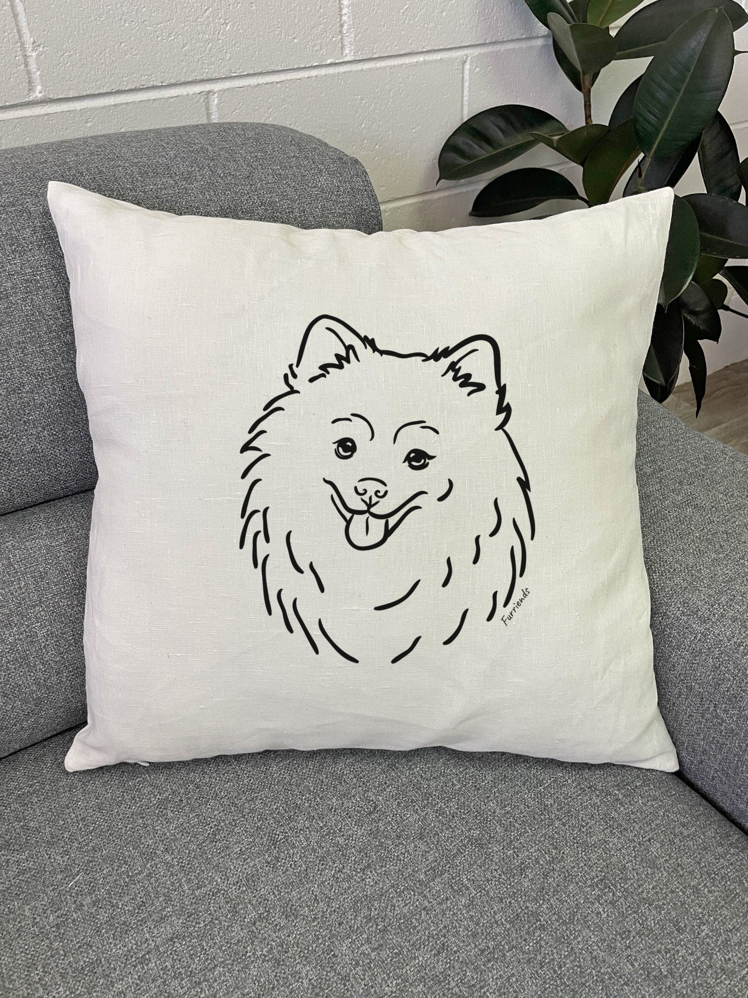 Pomeranian Linen Cushion Cover