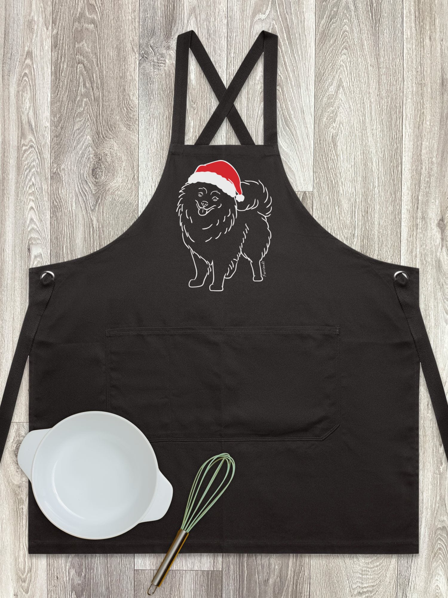Pomeranian Christmas Edition Jarrah Crossback Apron