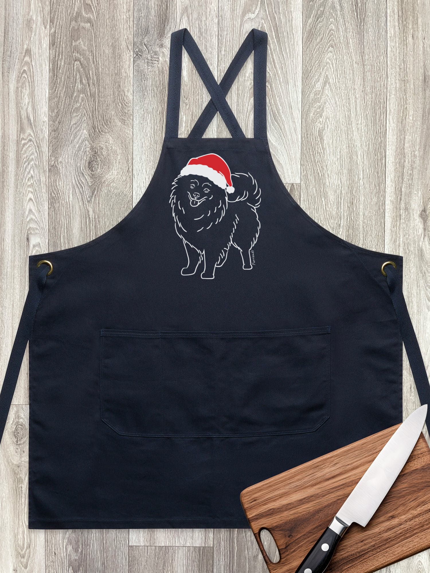 Pomeranian Christmas Edition Jarrah Crossback Apron