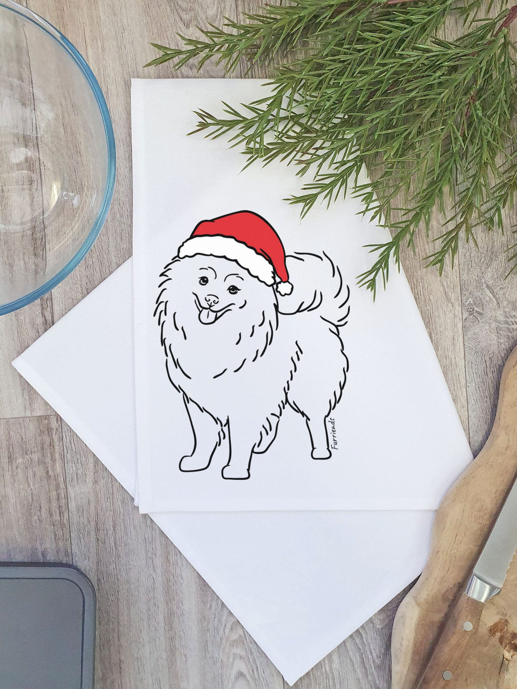 Pomeranian Christmas Edition Tea Towel