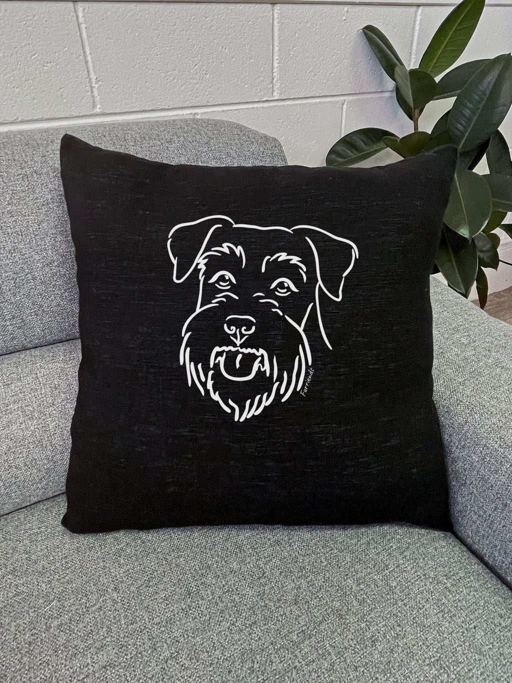 Schnauzer Linen Cushion Cover