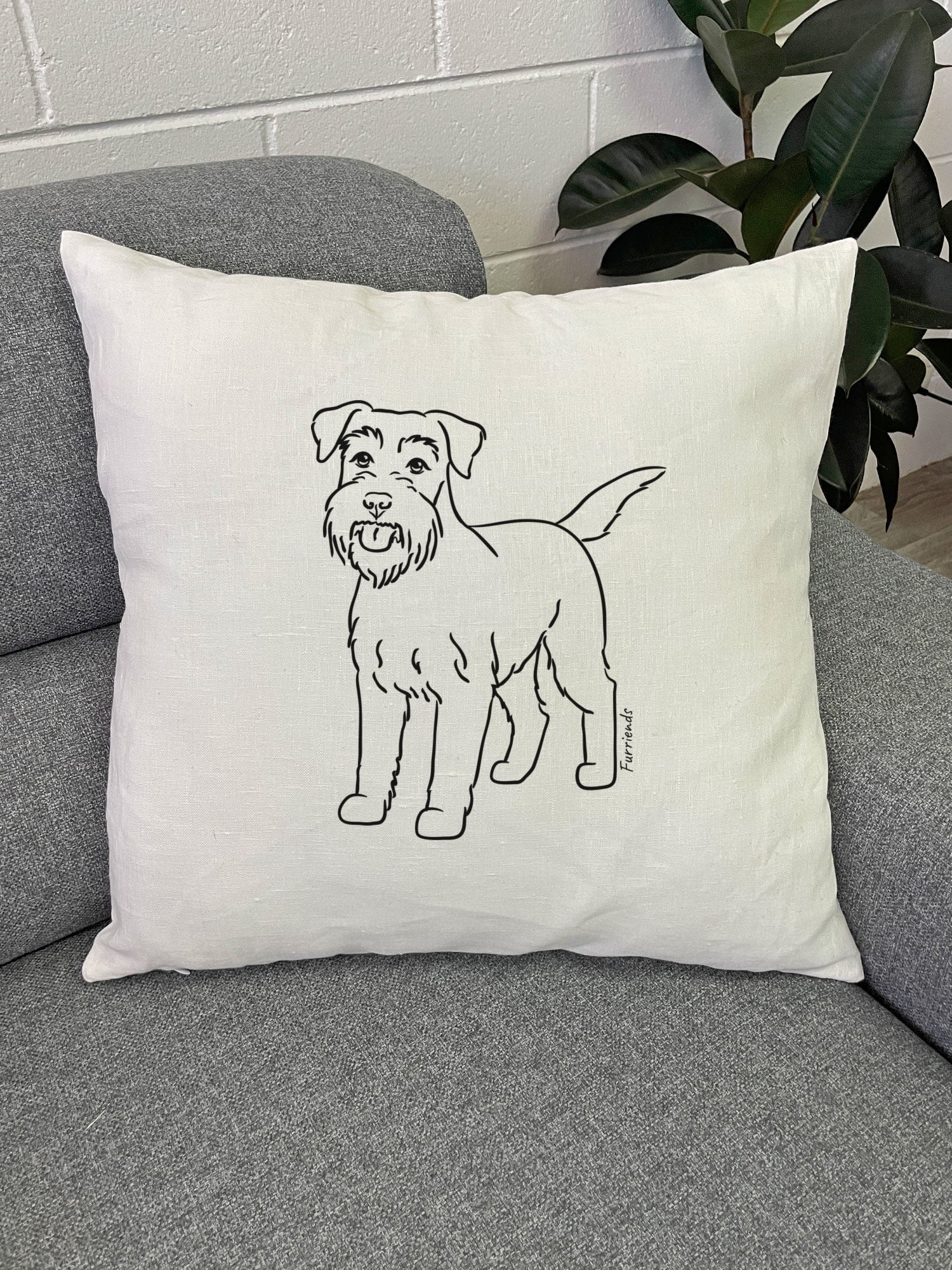 Schnauzer Linen Cushion Cover