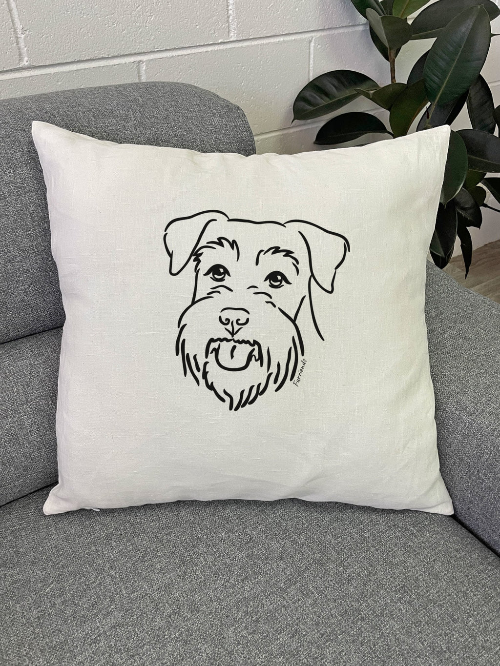 Schnauzer Linen Cushion Cover
