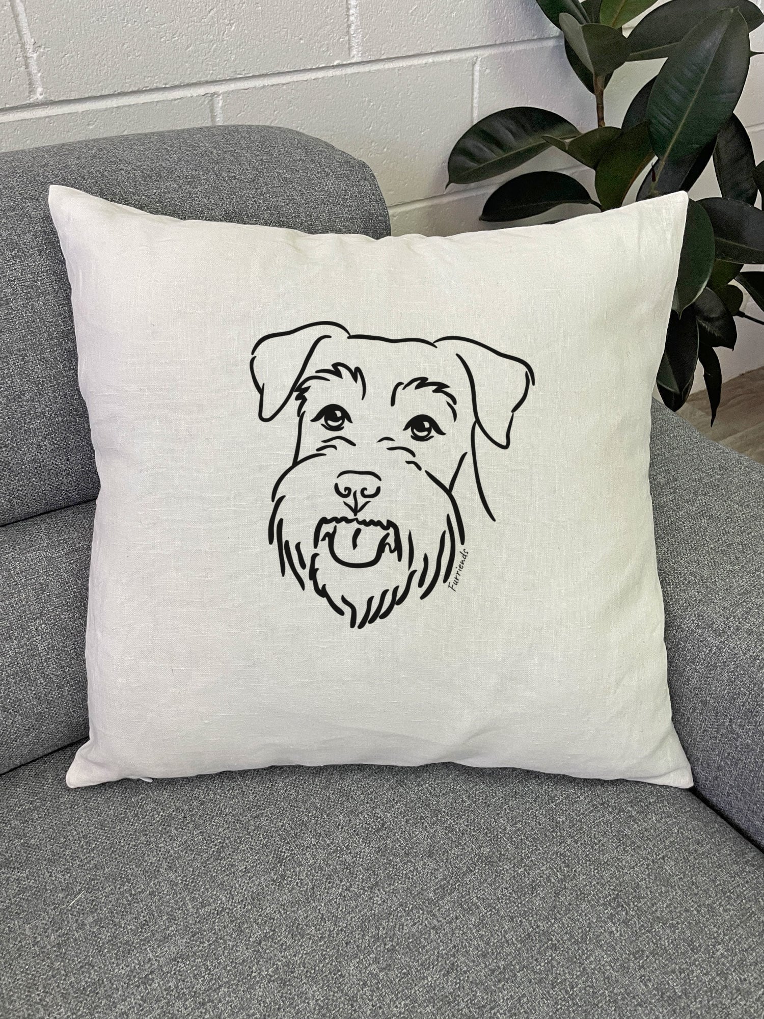 Schnauzer Linen Cushion Cover