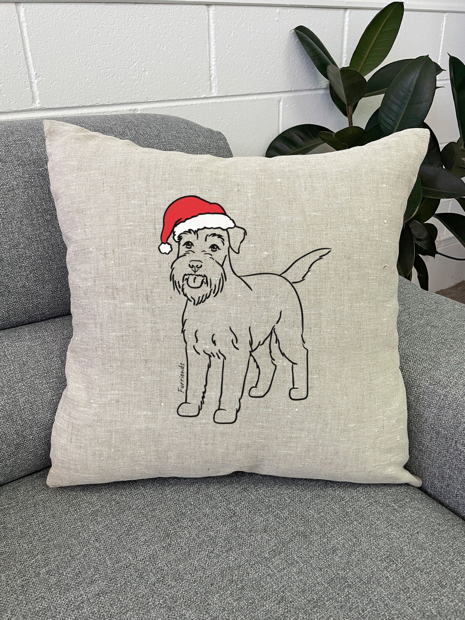 Schnauzer Christmas Edition Linen Cushion Cover