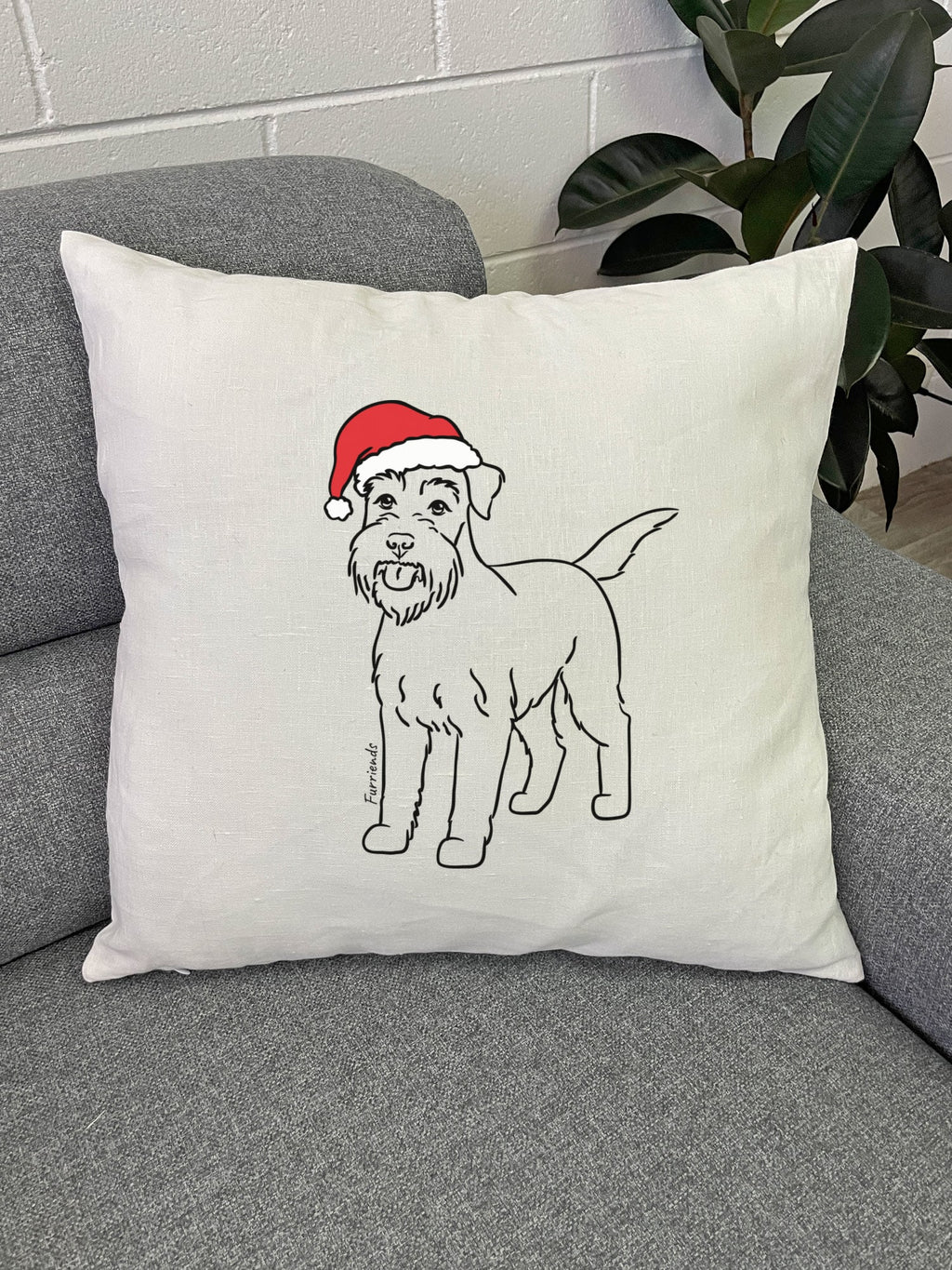 Schnauzer Christmas Edition Linen Cushion Cover