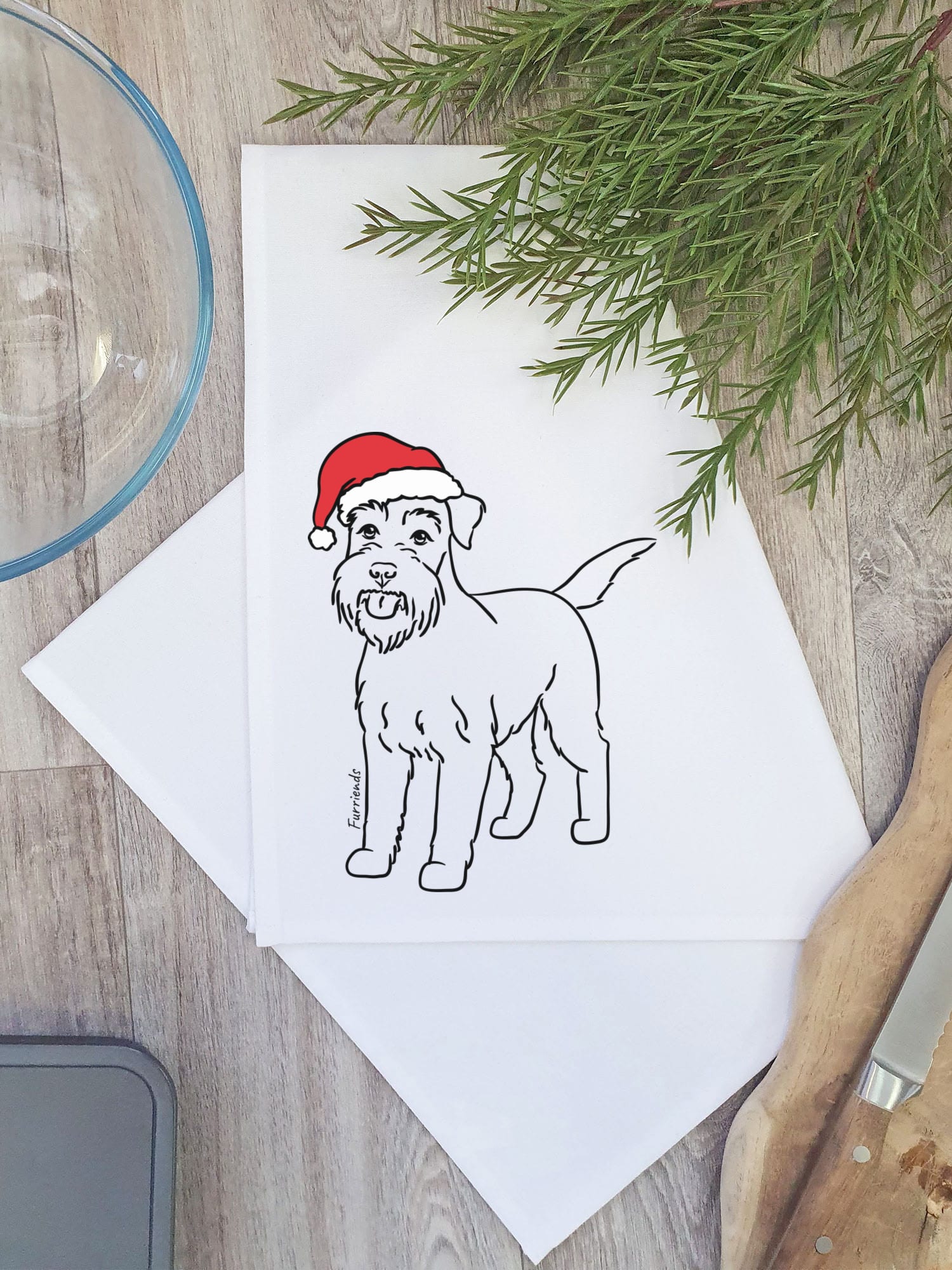 Schnauzer Christmas Edition Tea Towel
