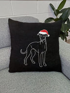 Whippet Christmas Edition Linen Cushion Cover