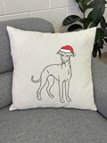 Whippet Christmas Edition Linen Cushion Cover