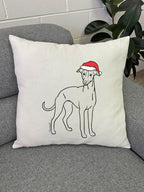 Whippet Christmas Edition Linen Cushion Cover