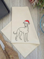 Whippet Christmas Edition Tea Towel