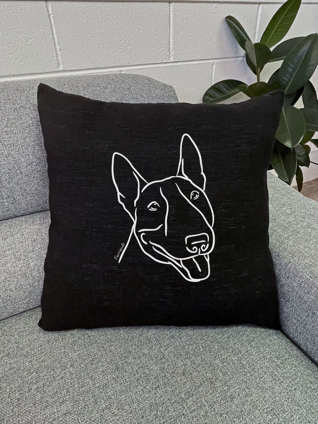 Bull Terrier Linen Cushion Cover