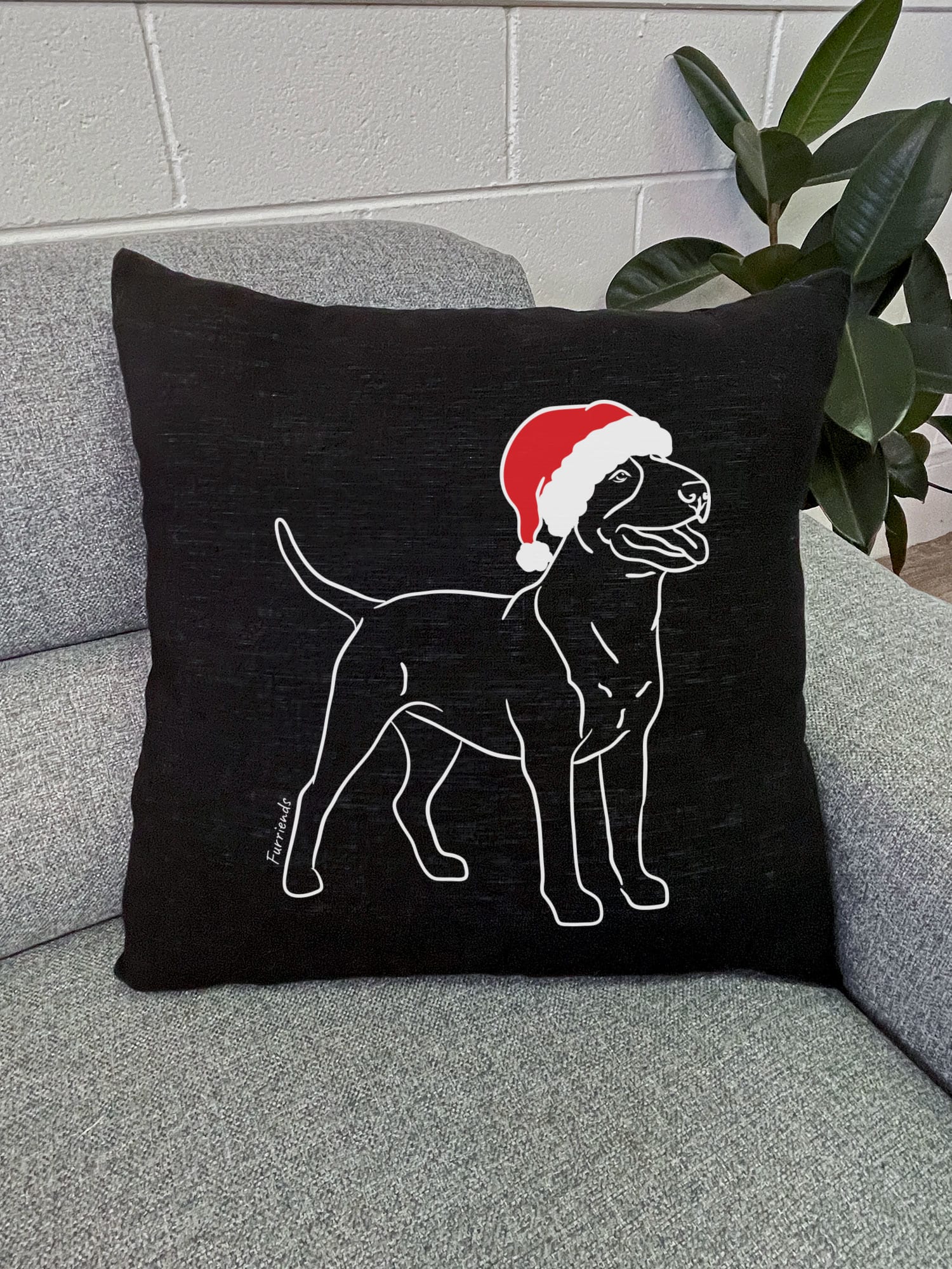 Bull Terrier Christmas Edition Linen Cushion Cover