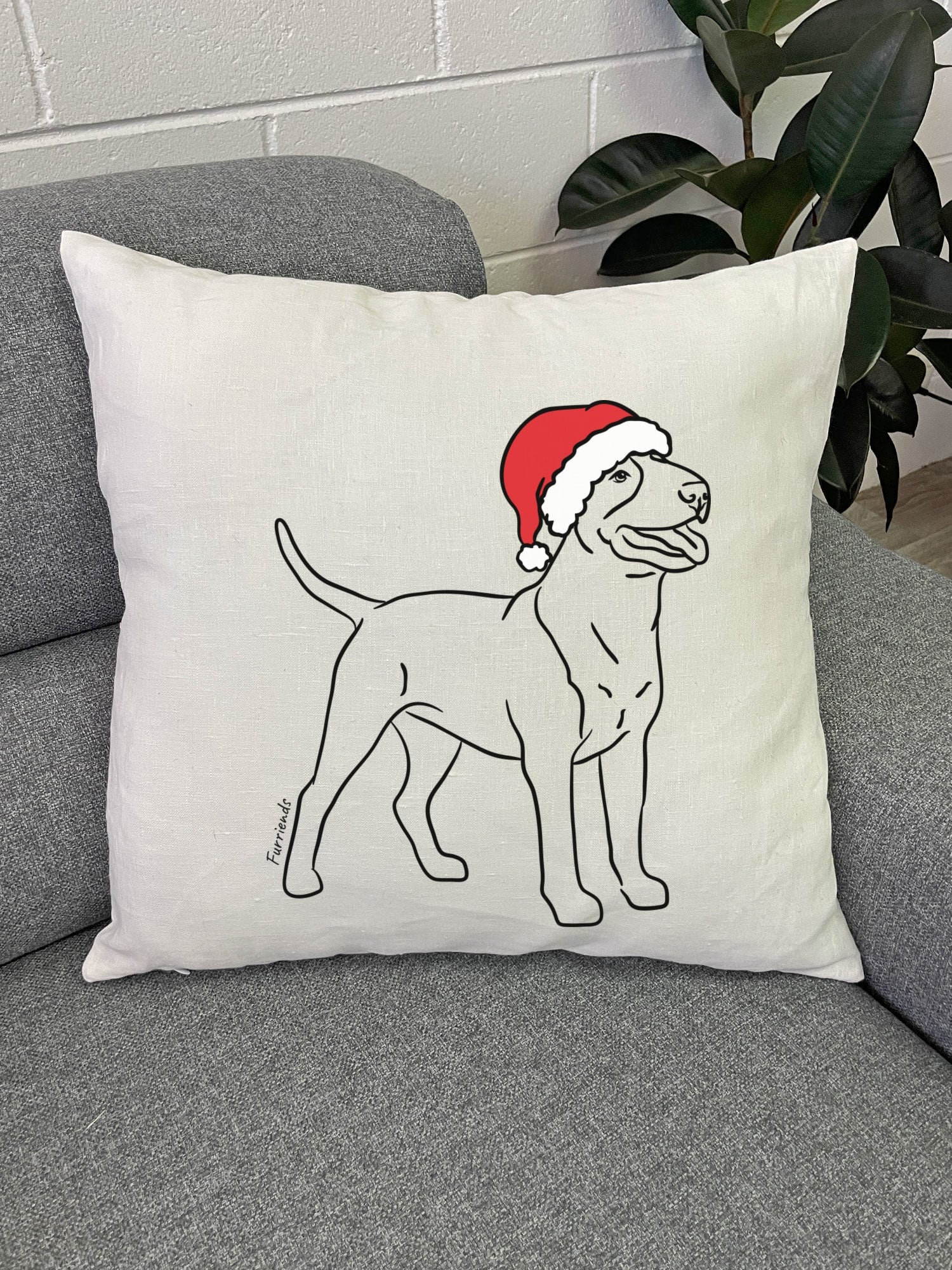 Bull Terrier Christmas Edition Linen Cushion Cover