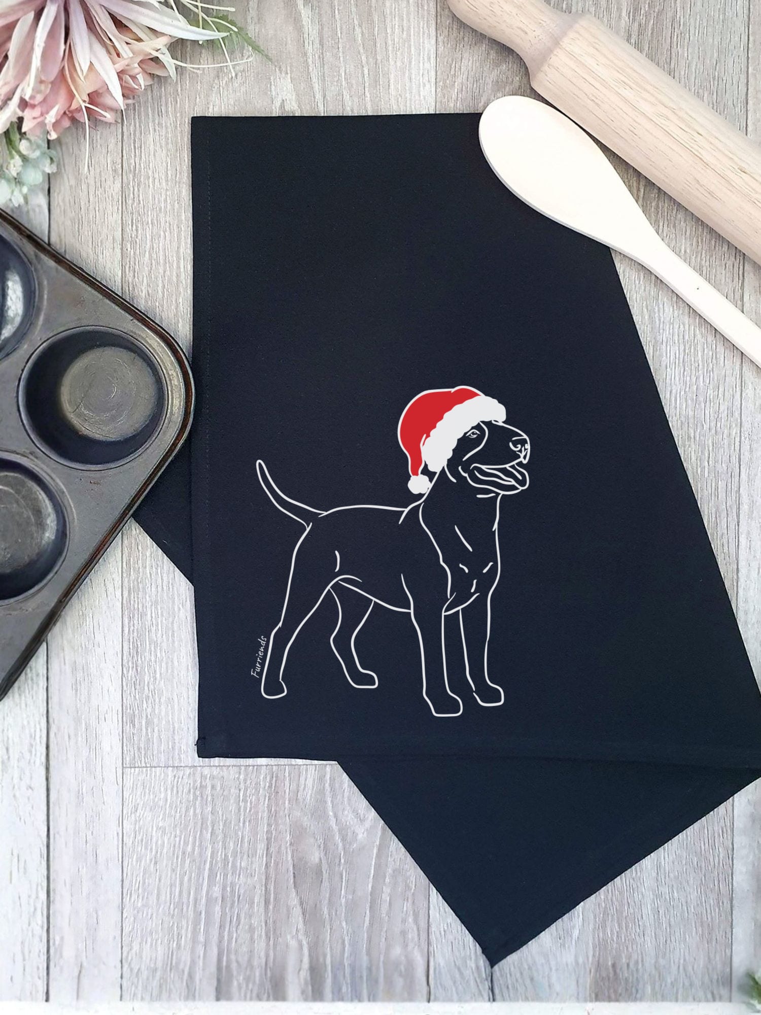 Bull Terrier Christmas Edition Tea Towel