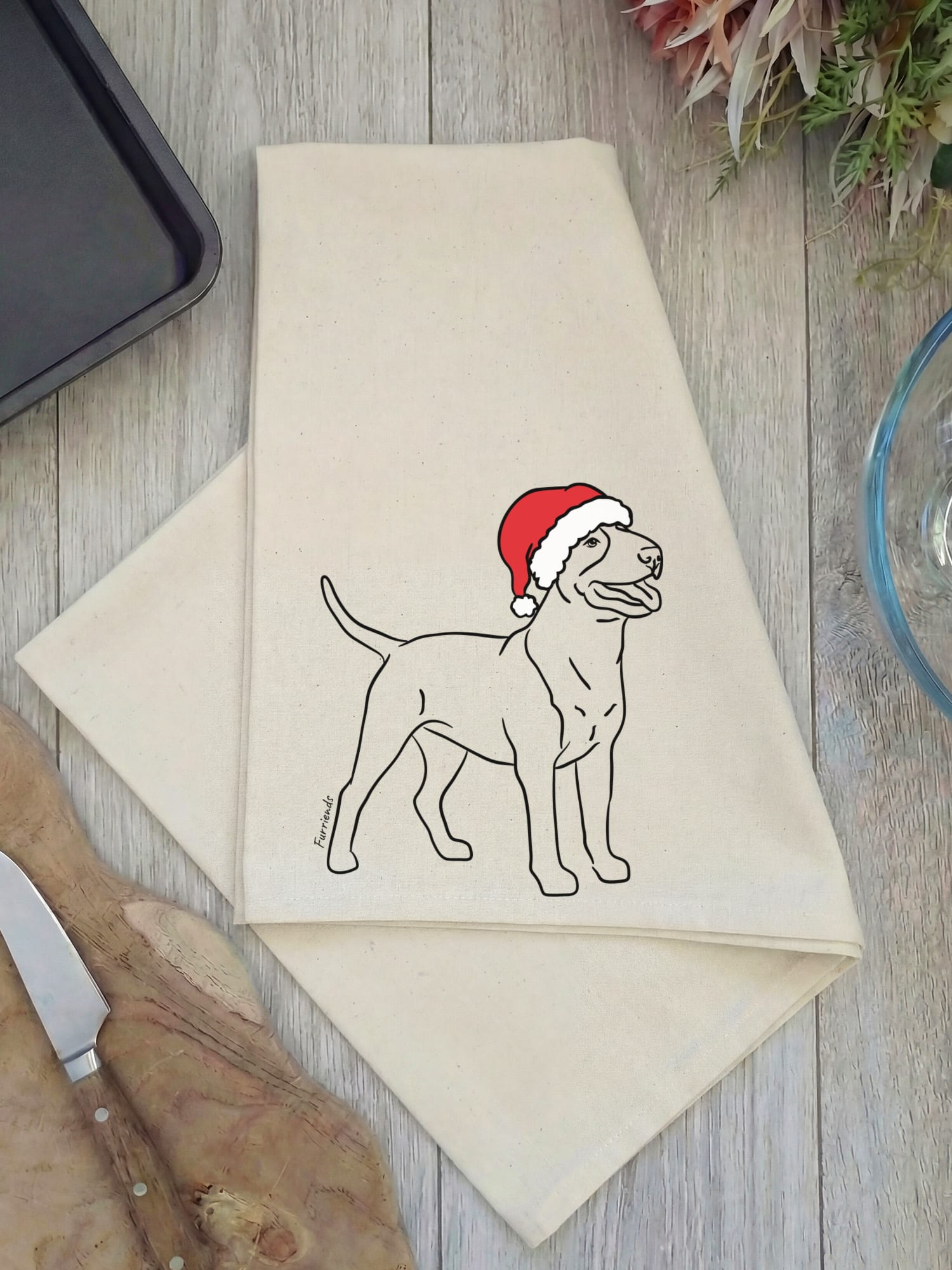 Bull Terrier Christmas Edition Tea Towel