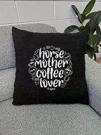 Horse Mother Coffee Lover Linen Cushion Cover