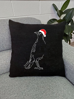 Australian Magpie - Christmas Edition Linen Cushion Cover