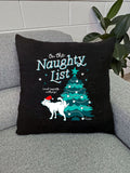 On The Naughty List - Dog Linen Cushion Cover