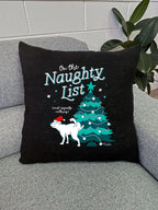 On The Naughty List - Dog Linen Cushion Cover