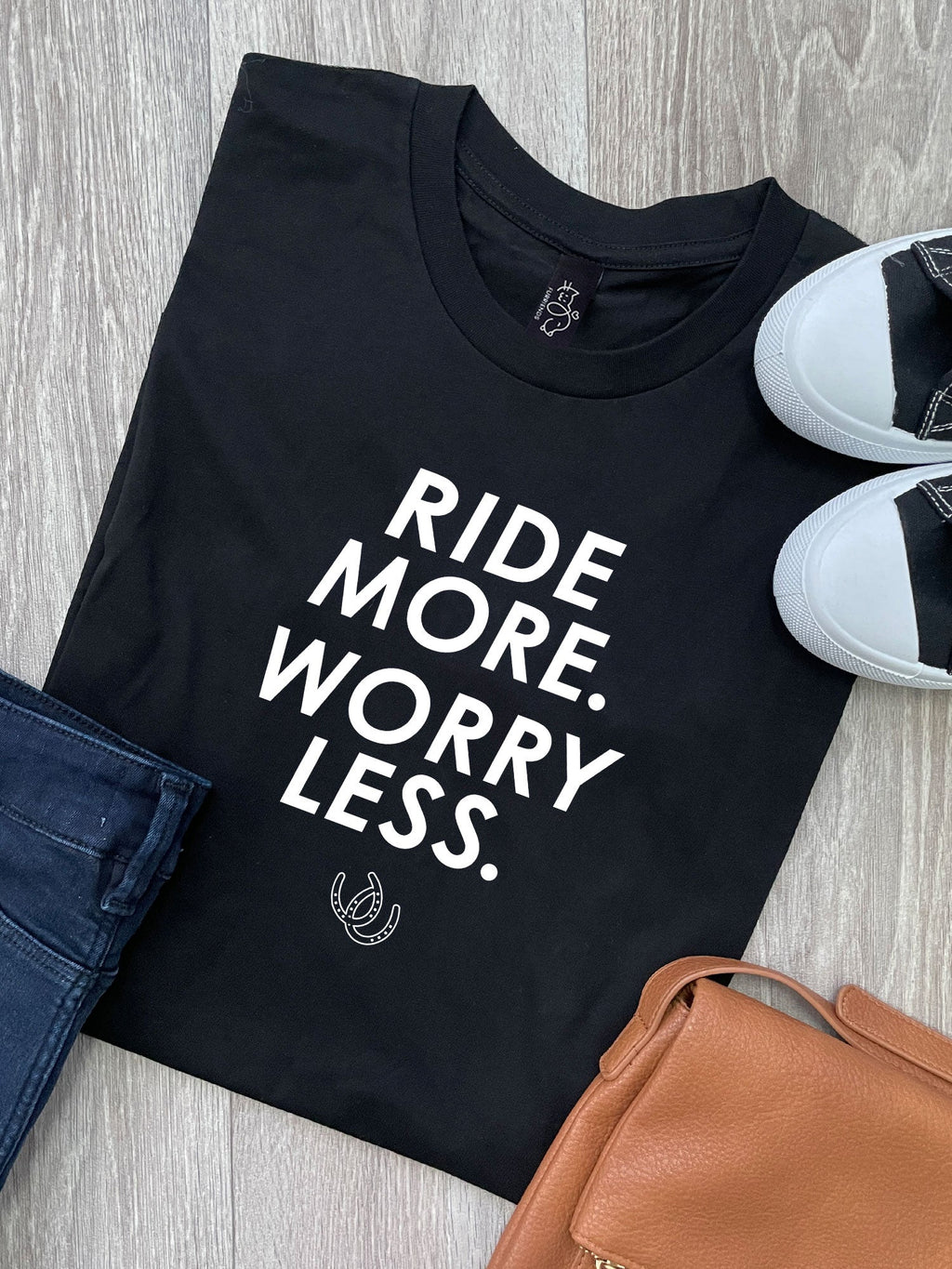 Ride More Worry Less Ava (Size XS, Black) Women's Regular Fit Tee ***SALE***