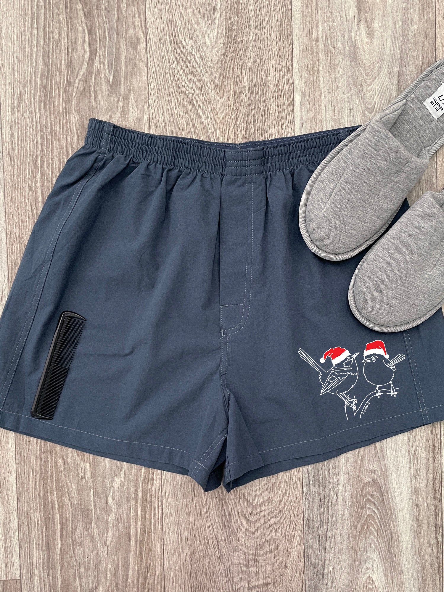 Superb Fairy Wren Christmas Edition Finley Cotton Boxer Shorts