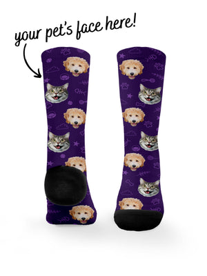 Custom Mixed Dog & Cat Face Dress Socks