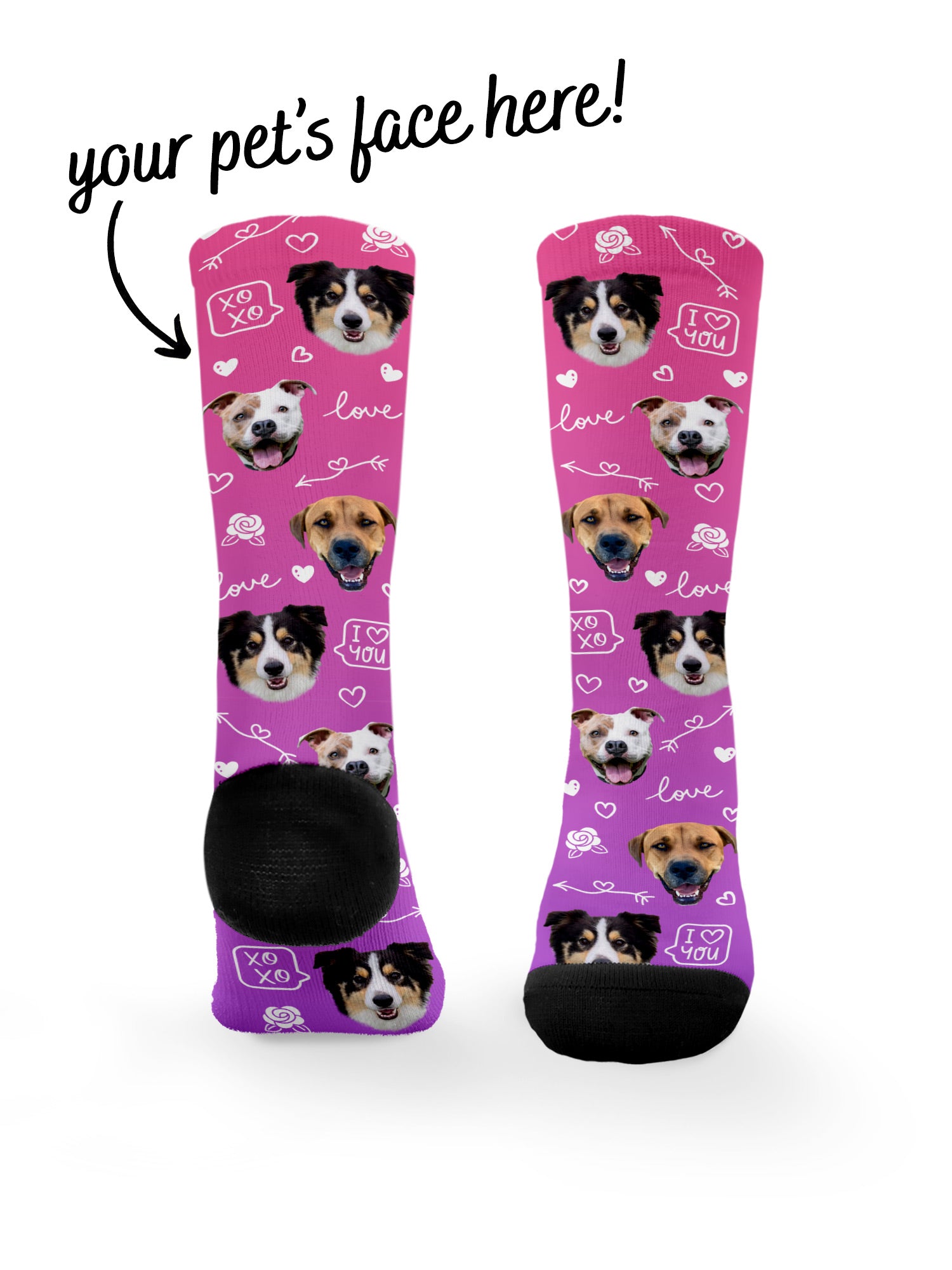 Custom Love Theme Pet Face Dress Socks
