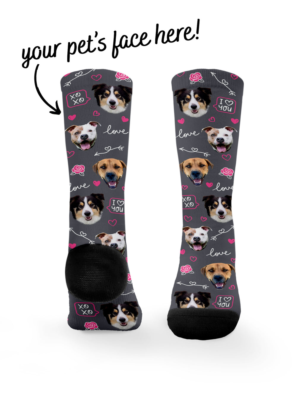 Custom Love Theme Pet Face Dress Socks