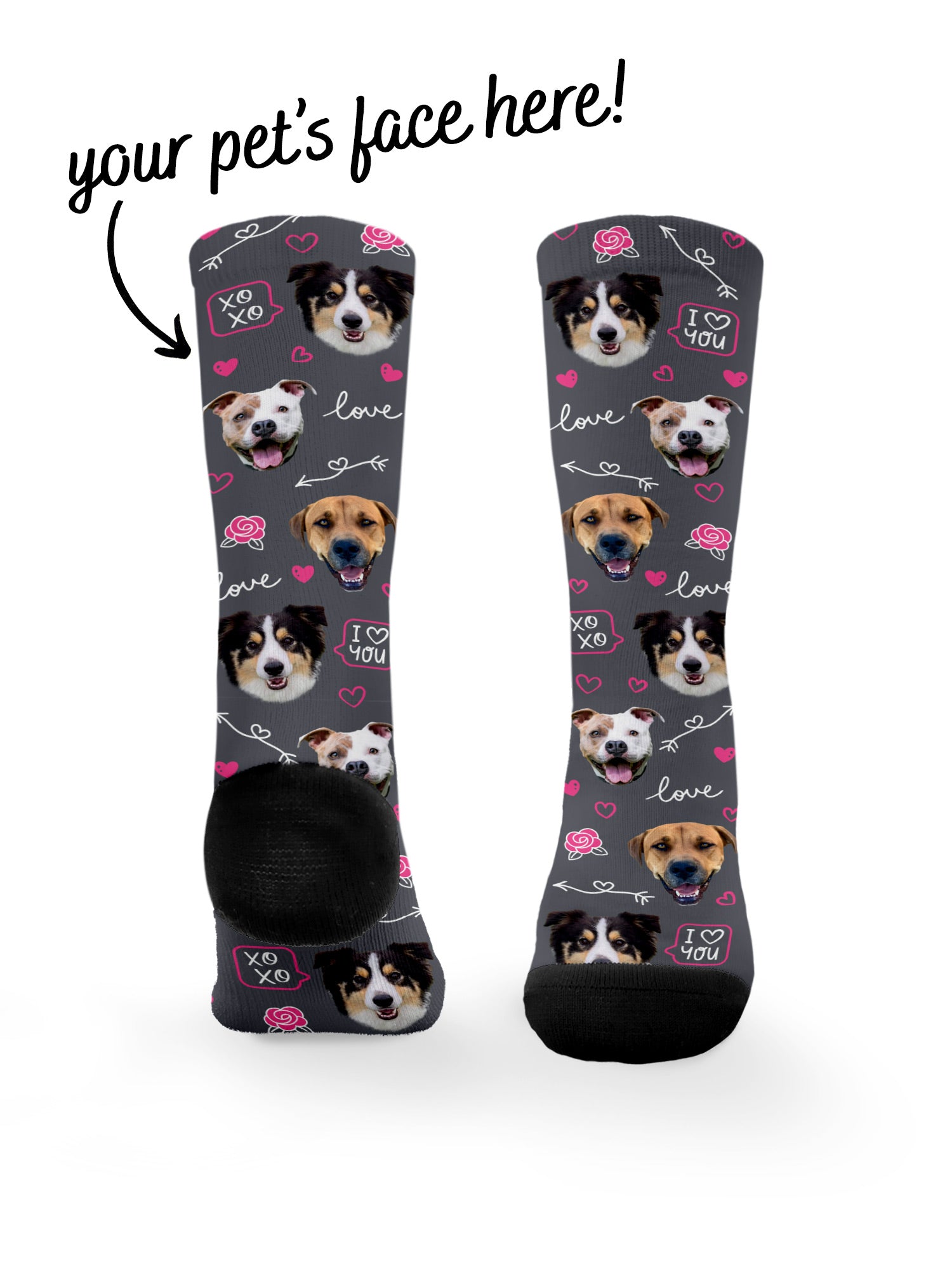 Custom Love Theme Pet Face Dress Socks