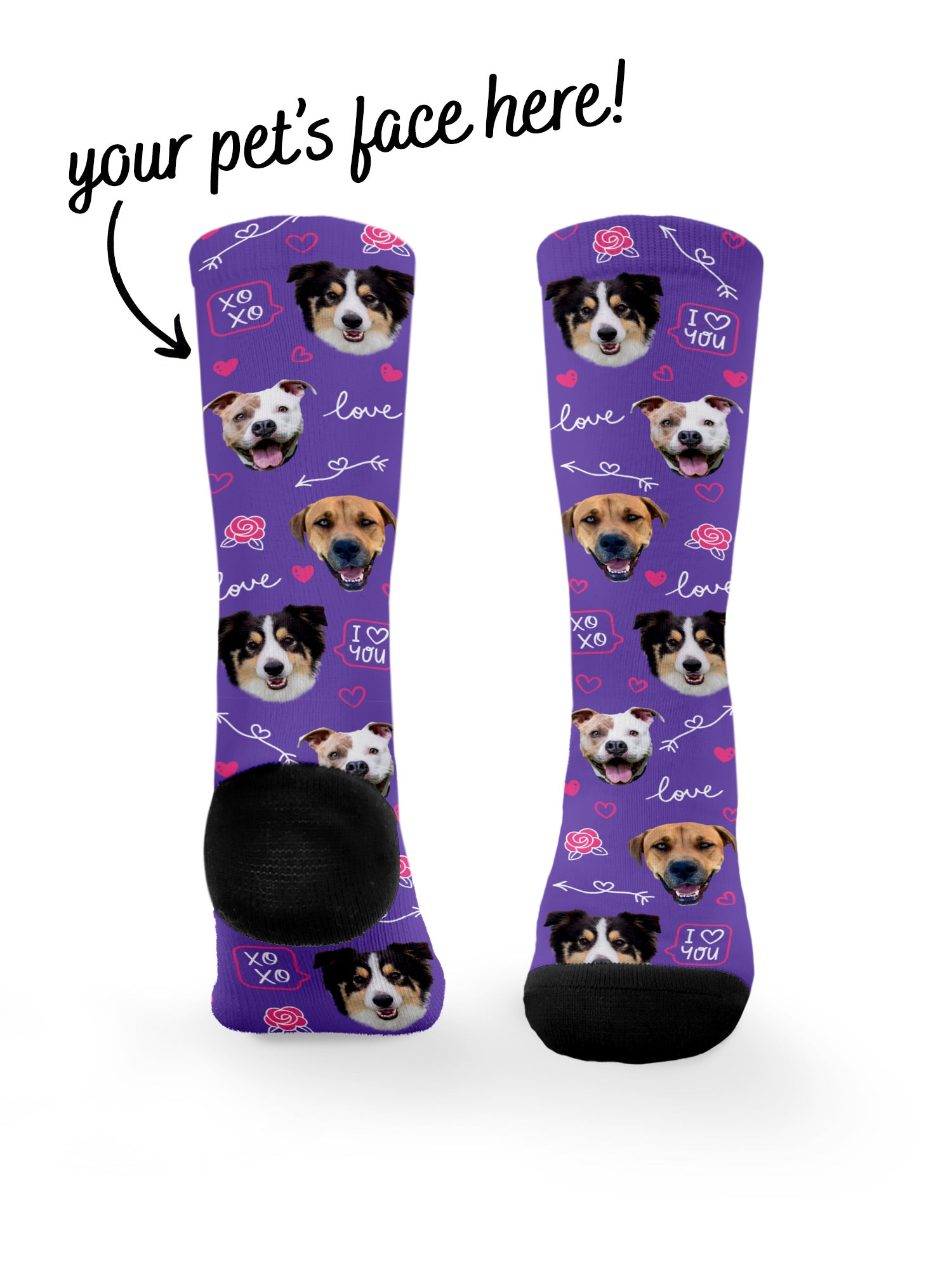 Custom Love Theme Pet Face Dress Socks