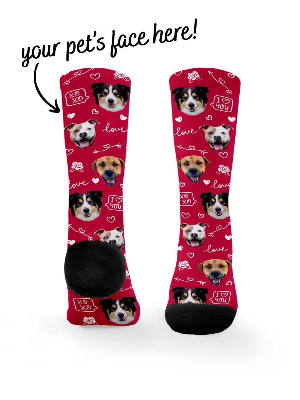 Custom Love Theme Pet Face Dress Socks
