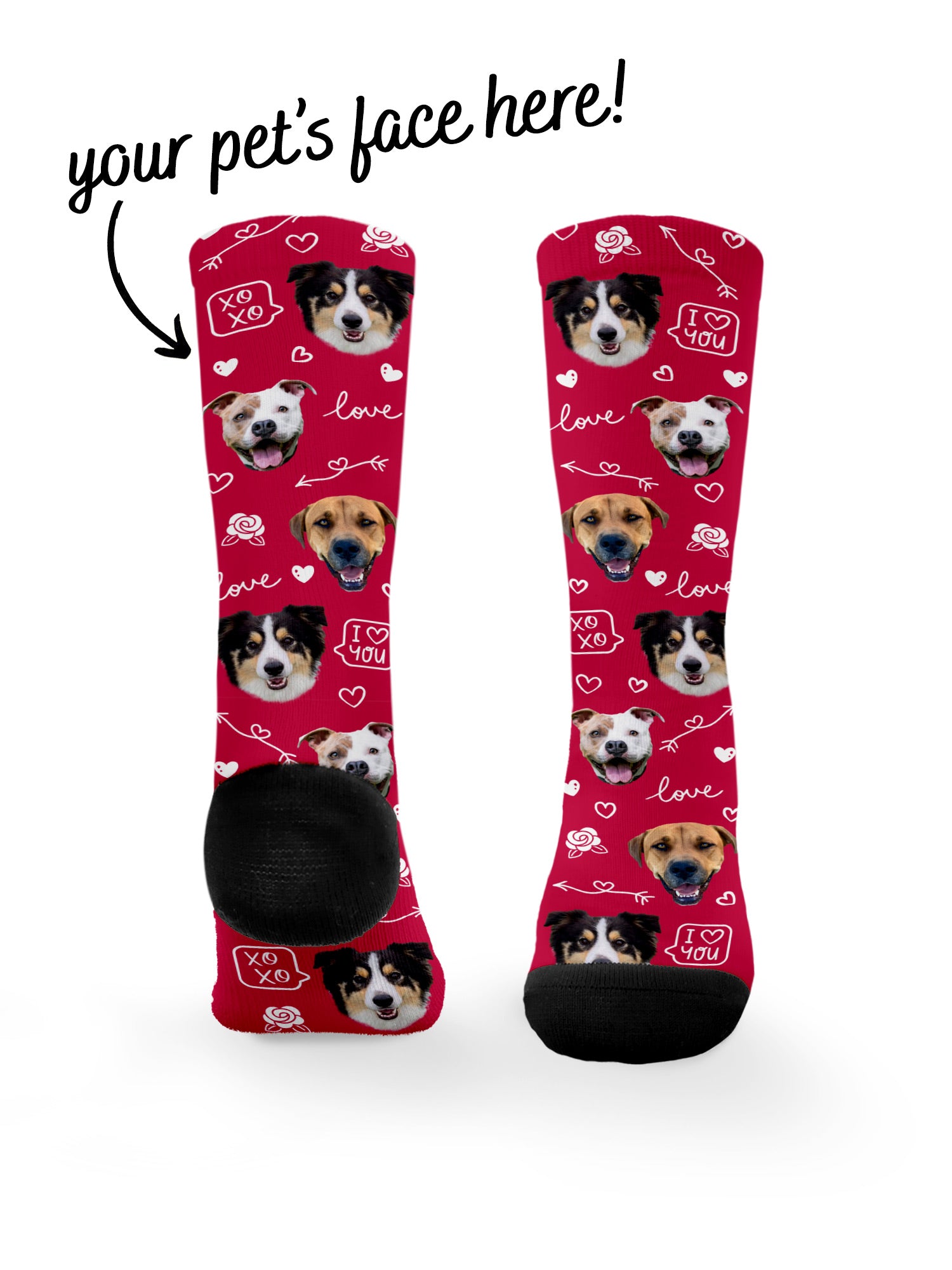 Custom Love Theme Pet Face Dress Socks