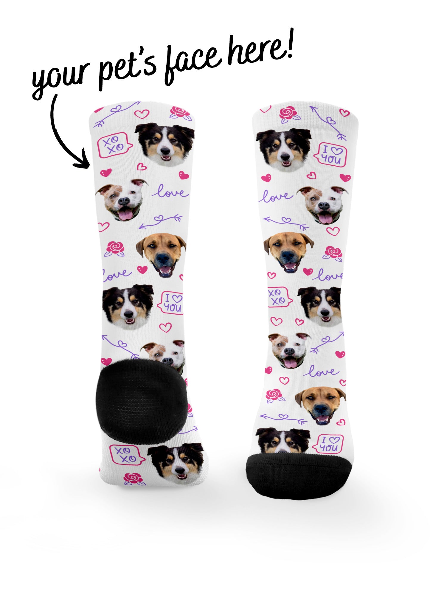 Custom Love Theme Pet Face Dress Socks
