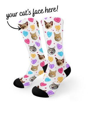 Custom Candy Hearts Pet Face Dress Socks