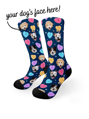 Custom Candy Hearts Pet Face Dress Socks