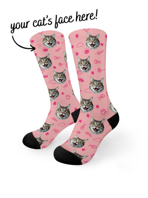 Custom Cat Face Dress Socks