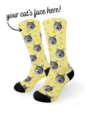 Custom Cat Face Dress Socks