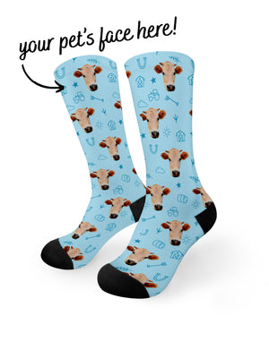 Custom Farm Animal Face Dress Socks