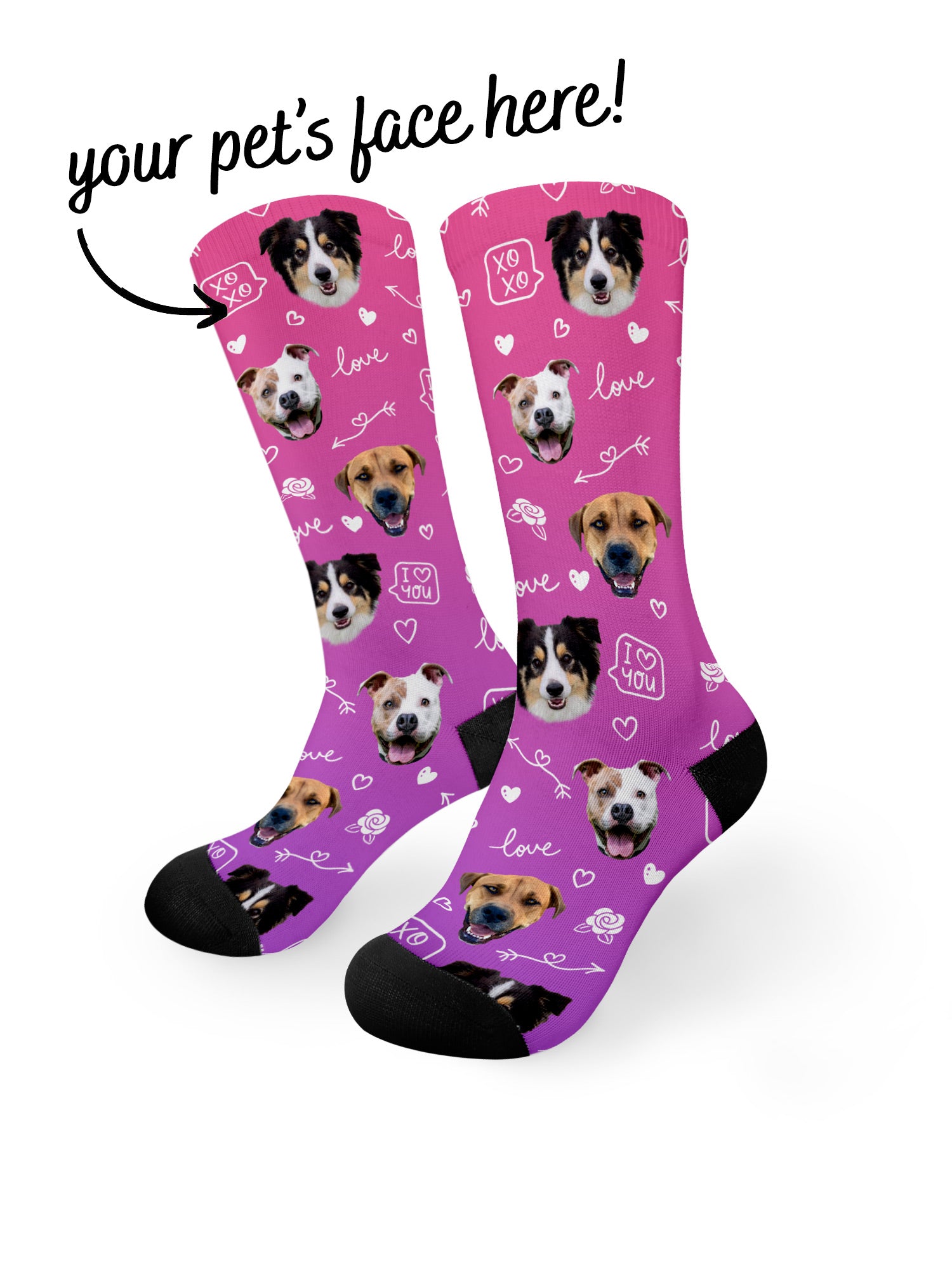 Custom Love Theme Pet Face Dress Socks