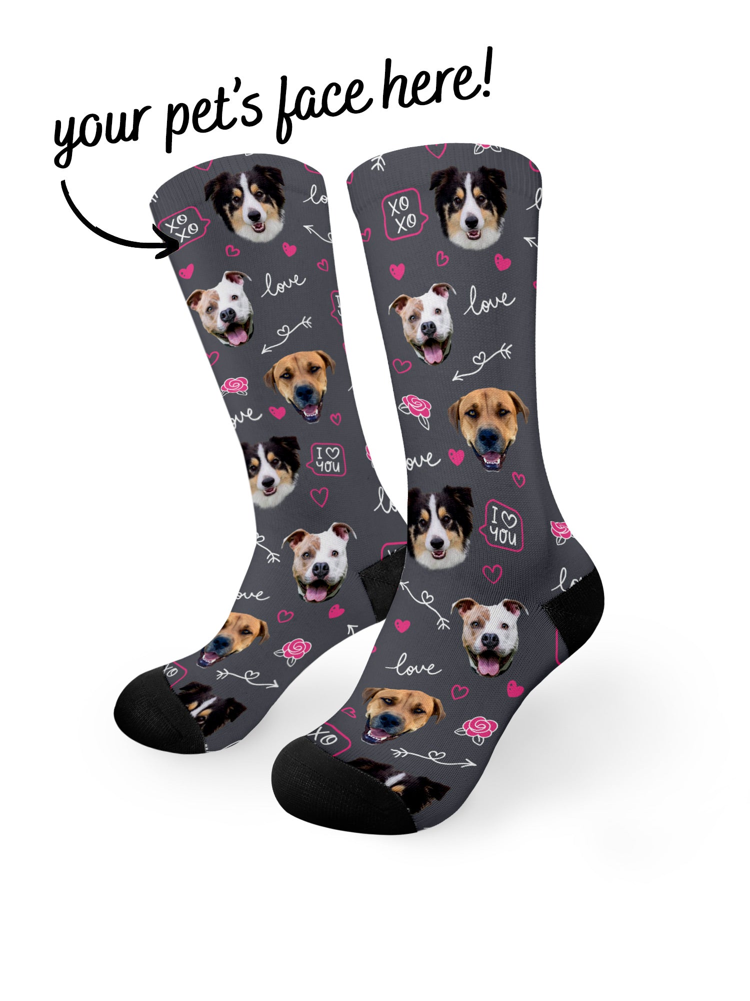Custom Love Theme Pet Face Dress Socks