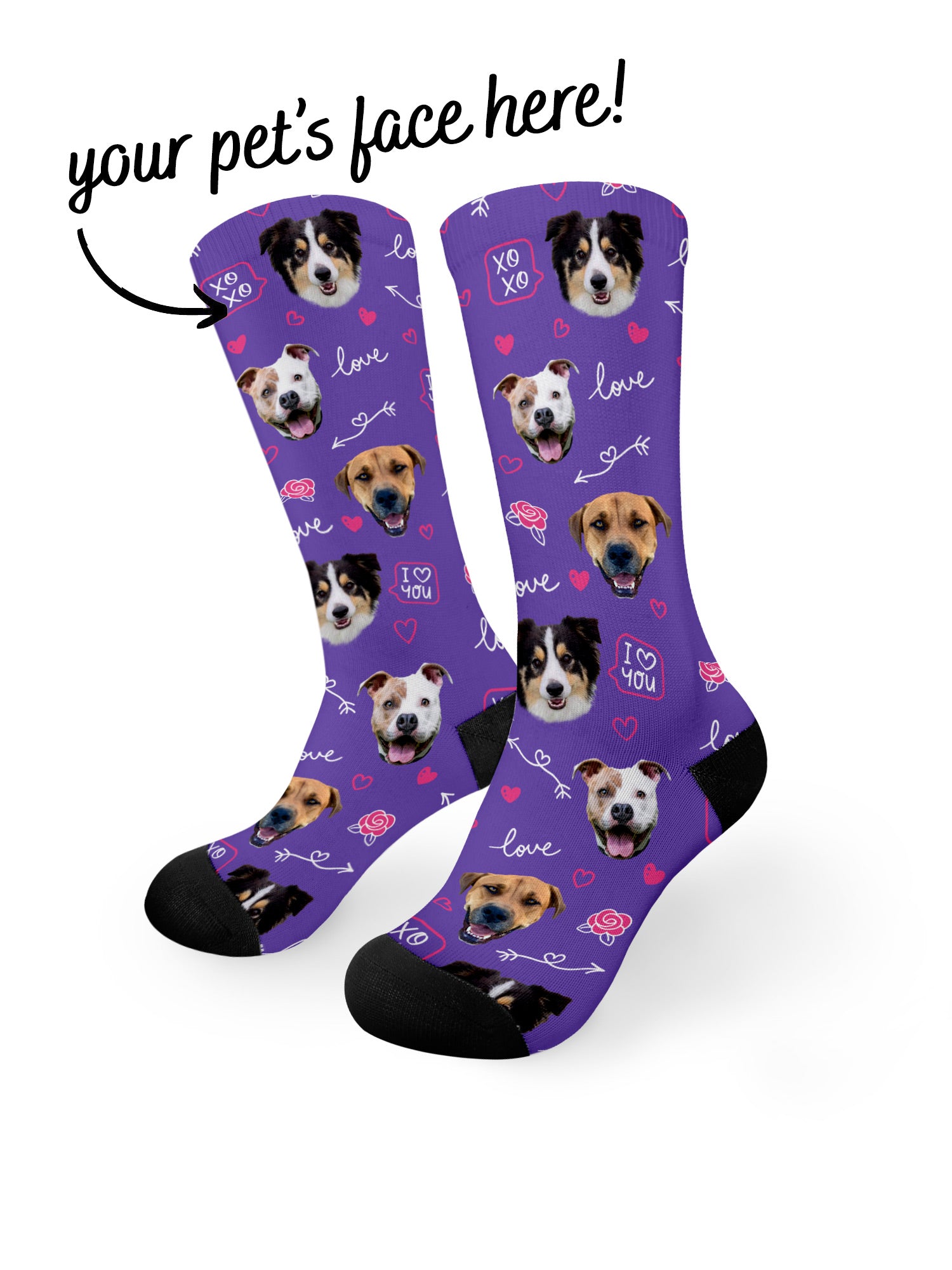 Custom Love Theme Pet Face Dress Socks