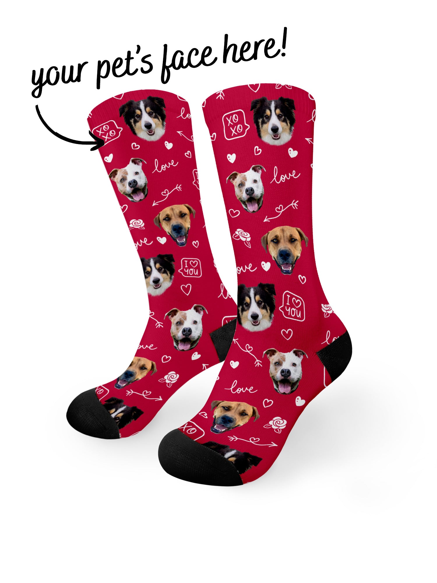 Custom Love Theme Pet Face Dress Socks