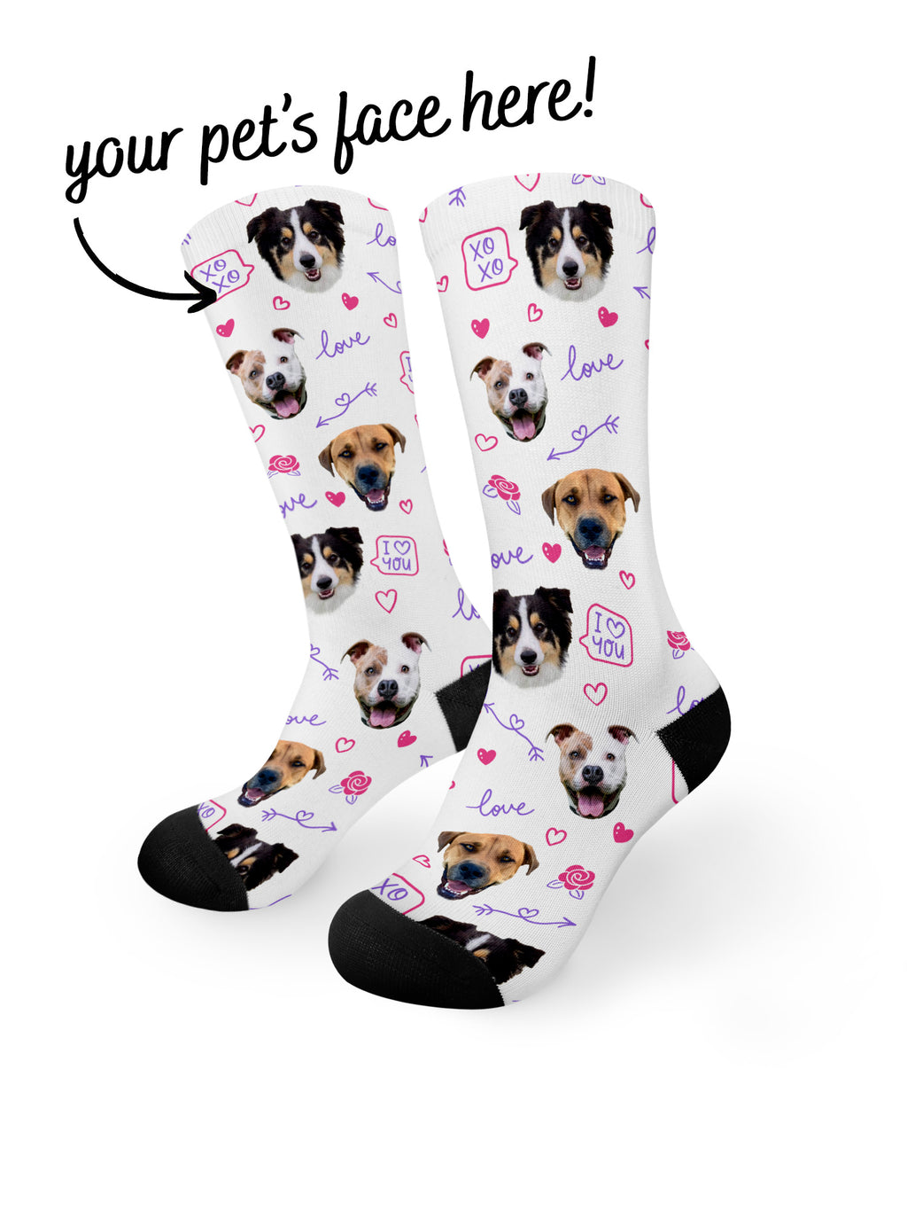 Custom Love Theme Pet Face Dress Socks